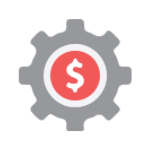 Icon of gear with dollar sign