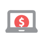 Icon of laptop with dollar sign